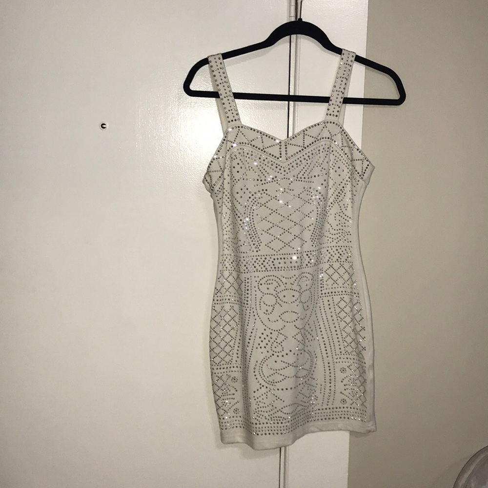 White Mini Dress with studs